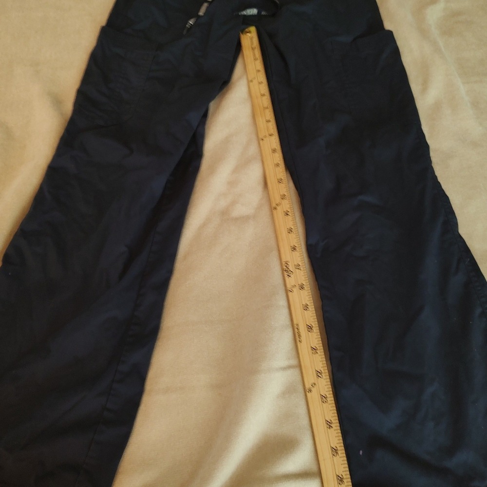 Med Couture Womens Navy Blue Scrub Pants Small Straight Leg Elastic Waist